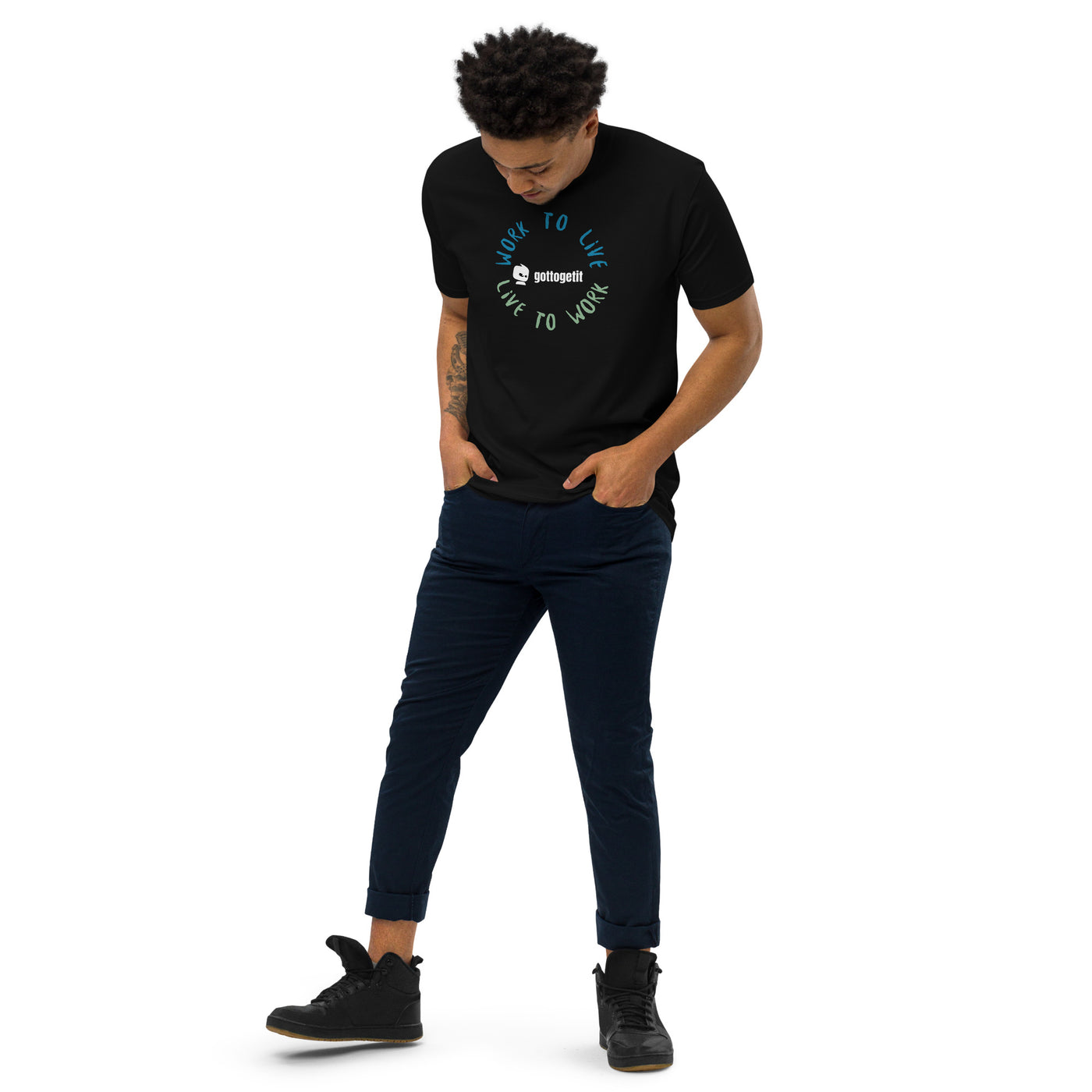 GOTTOGETIT work to live Men’s premium heavyweight tee